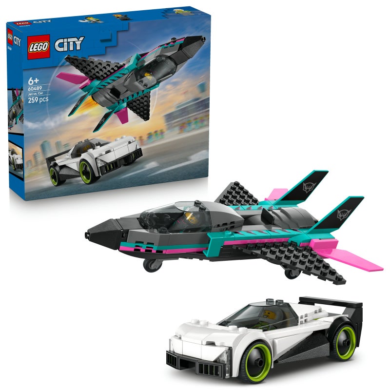 LEGO City Jet vs. Car 60489 Building Toy Set (259 Pieces) - Image 1